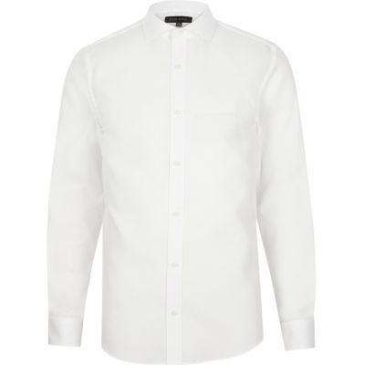 White semi cutaway slim fit shirt